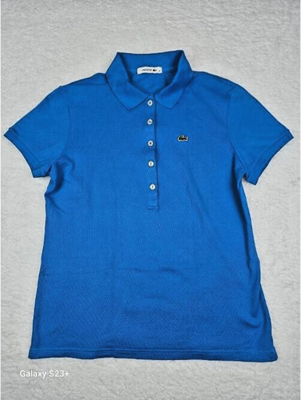 Lacoste Polo Shirt stretch mini pique 5-button front with embroidered crocodile.